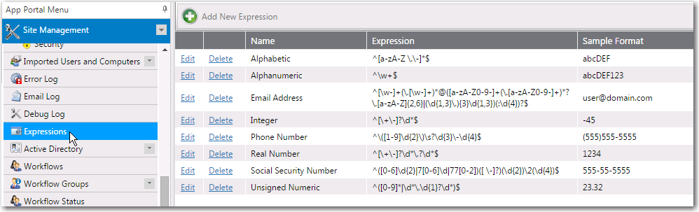 Default Expressions on the Expressions View