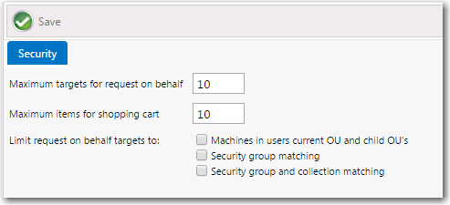 Settings View / Security Tab