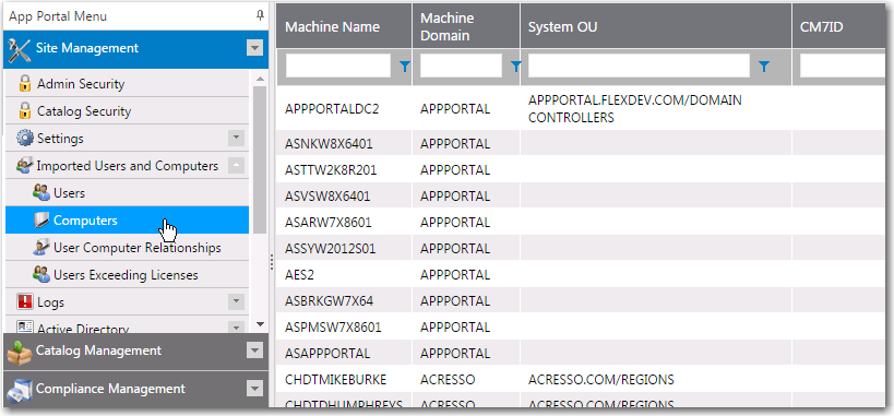 Imported Users and Computers / Computers View
